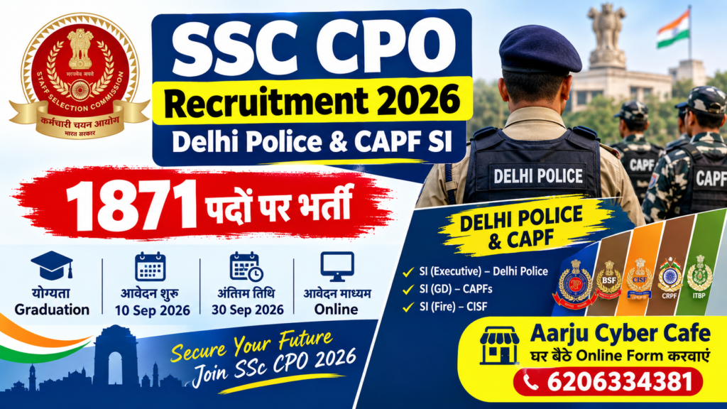 SSC CPO Recruitment 2026: 1871 SI Posts